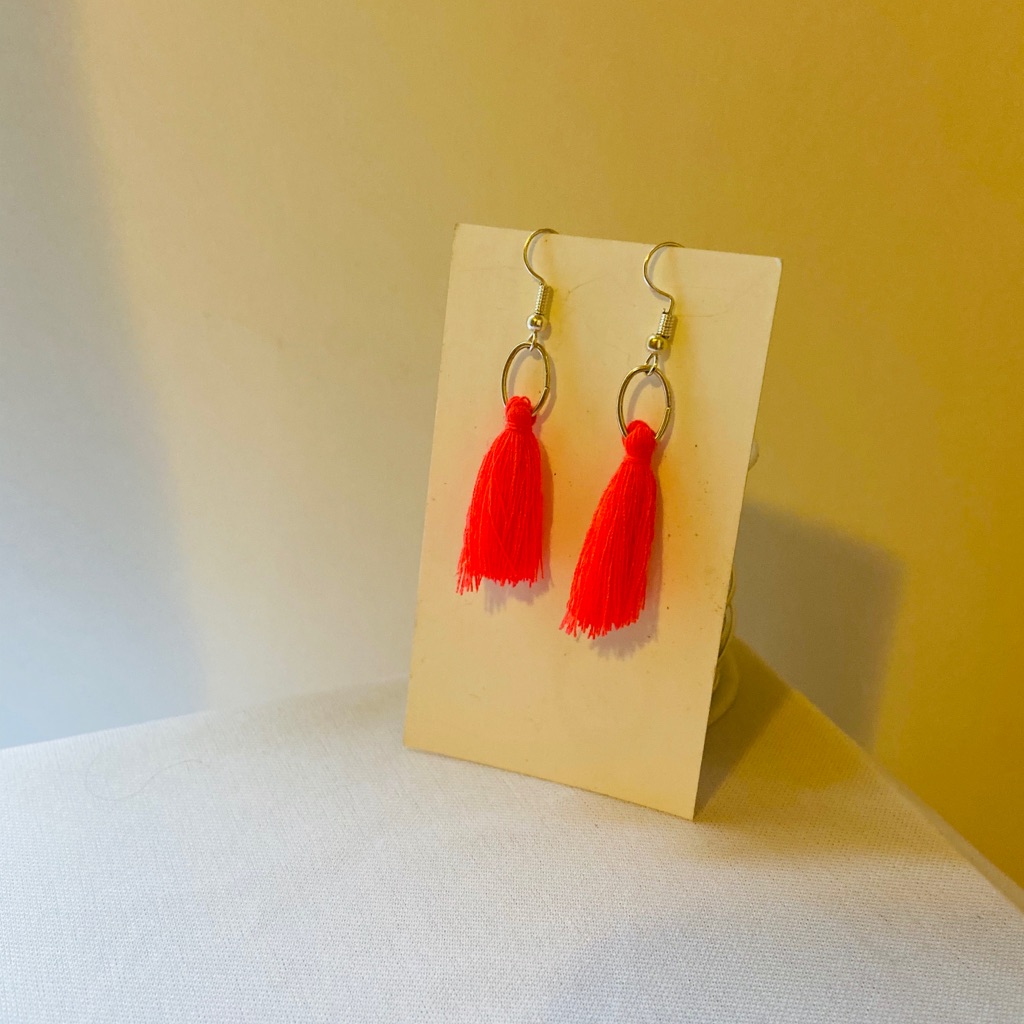 Hot Pink Tassel Earrings.
